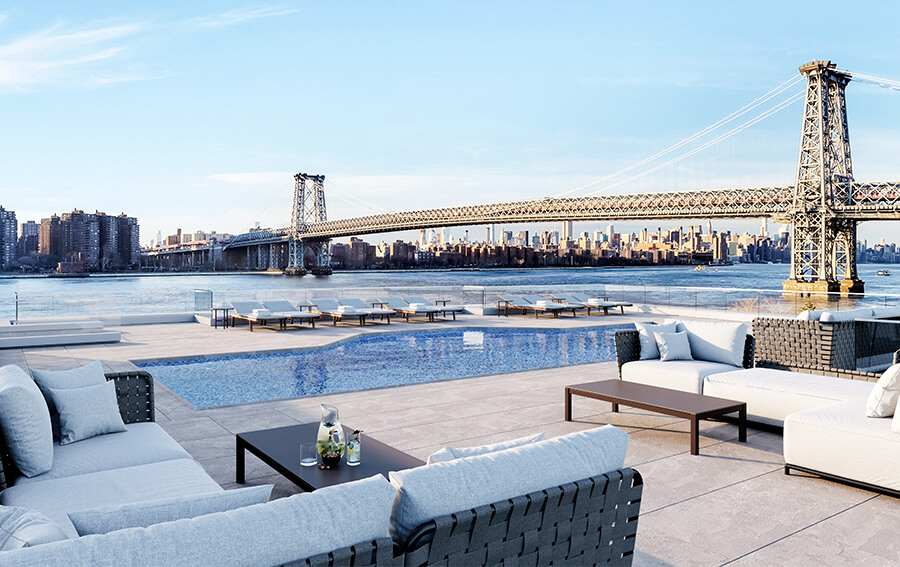 420 Kent Rooftop Pool with Bridge and River View